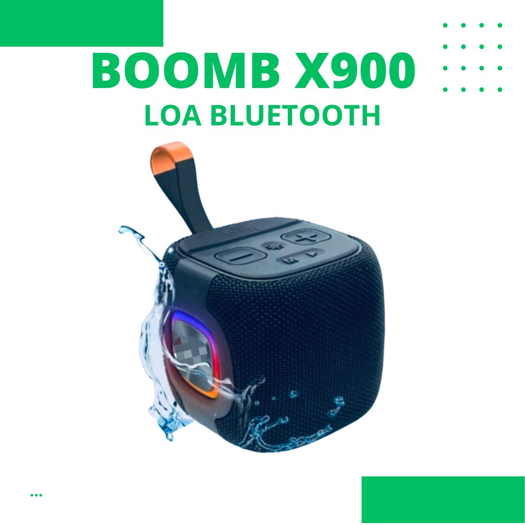 Loa Bluetooth mini BOOMB X900 nghe nhạc hay, bass mạnh, chống nước IPX6, có đèn Led nhiều màu, cắm được thẻ nhớ và TWS ghép đôi hai loa - PK Ha Noi