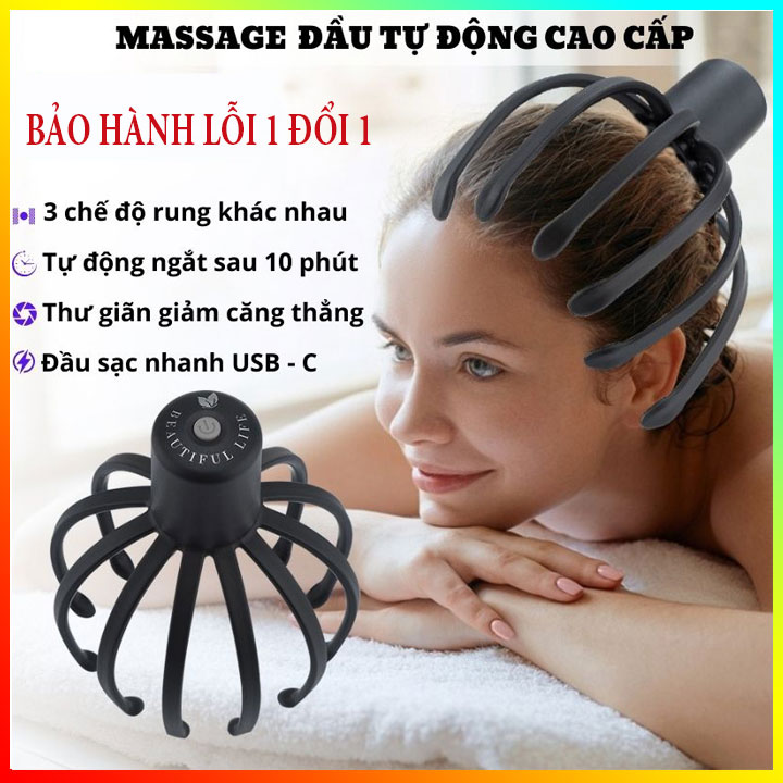 Cây mát xa massage, dụng cụ massage đầu, máy matxa đầu thư giãn, Máy Massage Đầu Giúp Giảm Căng Thẳng Sạc Pin, Mát Xa Thư Giãn Lưu Thông Máu, Giảm Đau Đầu "