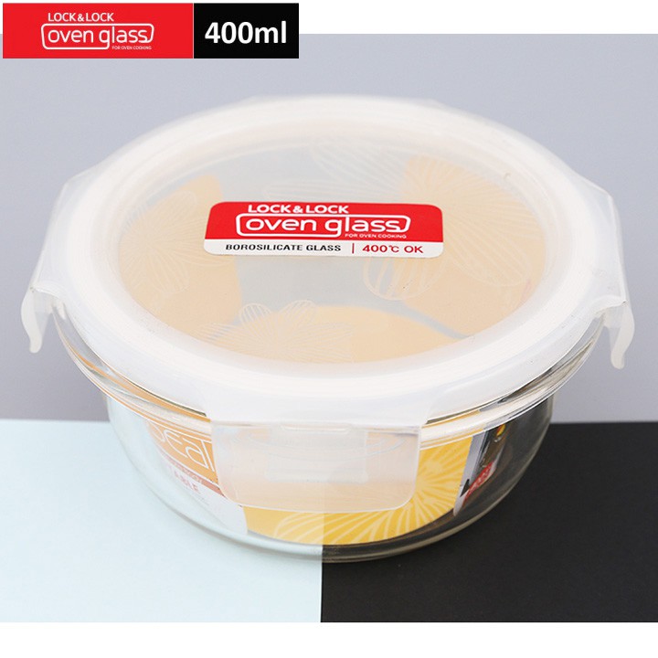 Hộp thủy tinh Lock and Lock 400ml tròn LLG822, Hộp đựng cơm đi làm Lock&Lock, hộp thủy tinh nhỏ gọn LocknLock 400ml