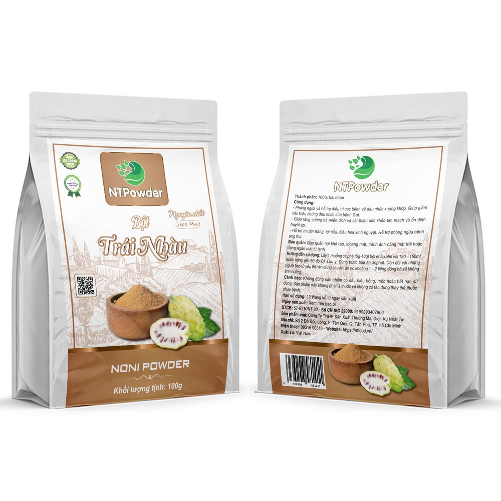Bột trái nhàu sấy lạnh ntpowder túi 100gr - nhất tín food