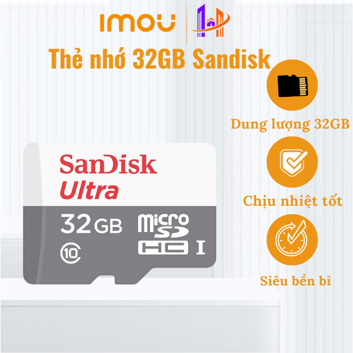  Thẻ Nhớ Sandisk 32GB 64GB 128GB 256GB Chính Hãng - Chuẩn Class 10 Bảo Hành 2 Năm  - IMOU Hoang Nguyen Authorized Store 