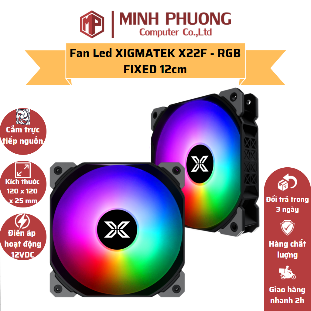 Quạt tản nhiệt fan case xigmatek x22f - rgb fixed 12cm