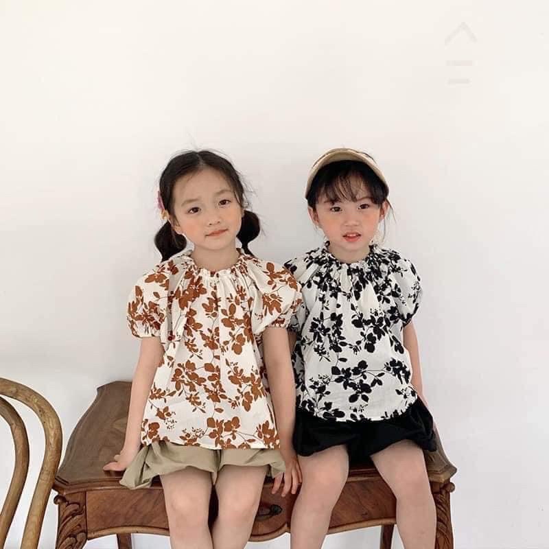 Vải thô cotton cành hoa vintage nền trắng