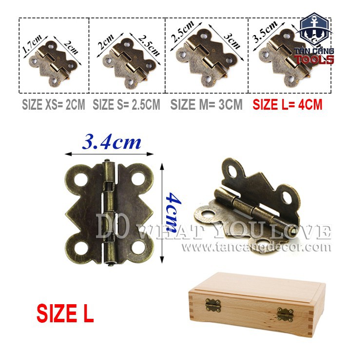 2 bản lề gập size l 22 cổ điển - kt: 4cm