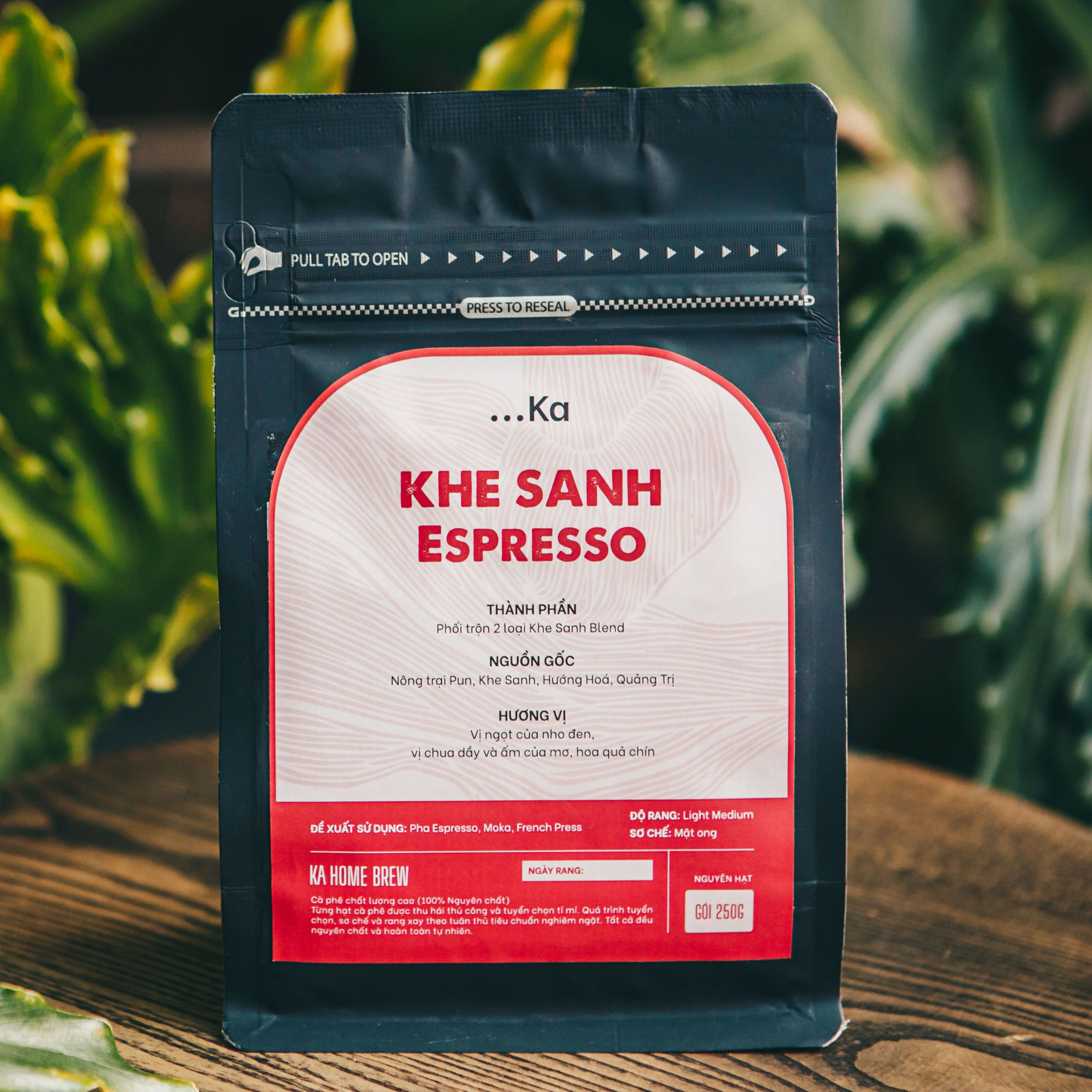 Cà phê rang xay nguyên chất khe sanh espresso, cà phê speciality arabica blend gói 250gr - kahomebrew