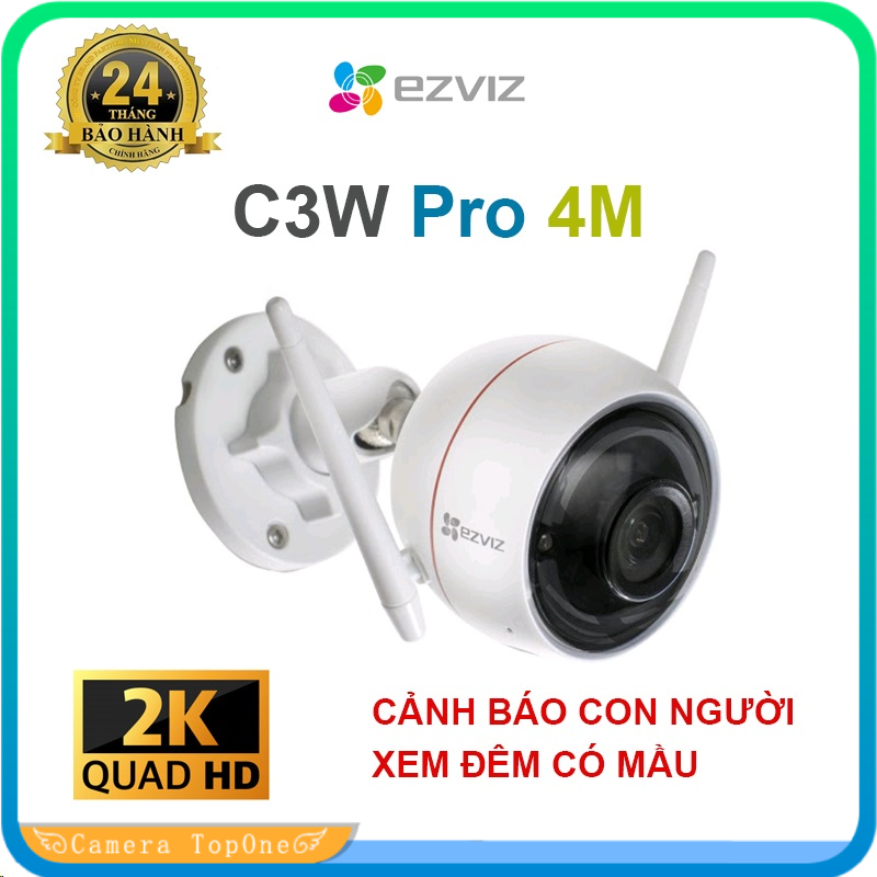 [NHÀ PHÂN PHỐI BH 2 NĂM FREESHIP 20K] Camera EZVIZ C3W Pro Phân giải cao 4Mp 2K HD CÓ MÀU BAN ĐÊM + AI THÔNG MINH +ĐÀM THOẠI 2 CHIỀU+ CÒI HÚ BÁO ĐỘNG + ĐÈN CHỚP