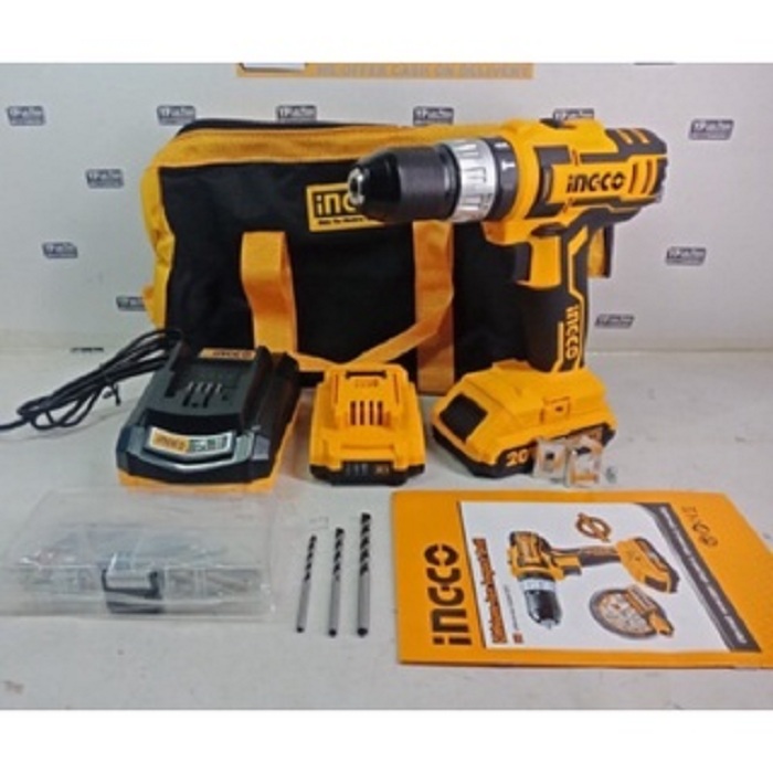 20v-10mm máy khoan dùng pin lithium hiệu ingco cidli2002 - 2 pin - 50 linh kiện