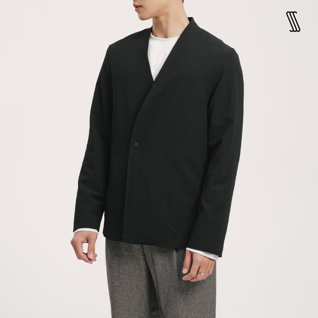 Áo khoác blazer nam SSStutter không ve cổ, thiết kế cài lệch NOVE BLAZER