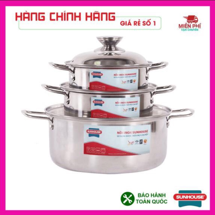 Bộ nồi Sunhouse SH224 ba chiếc inox