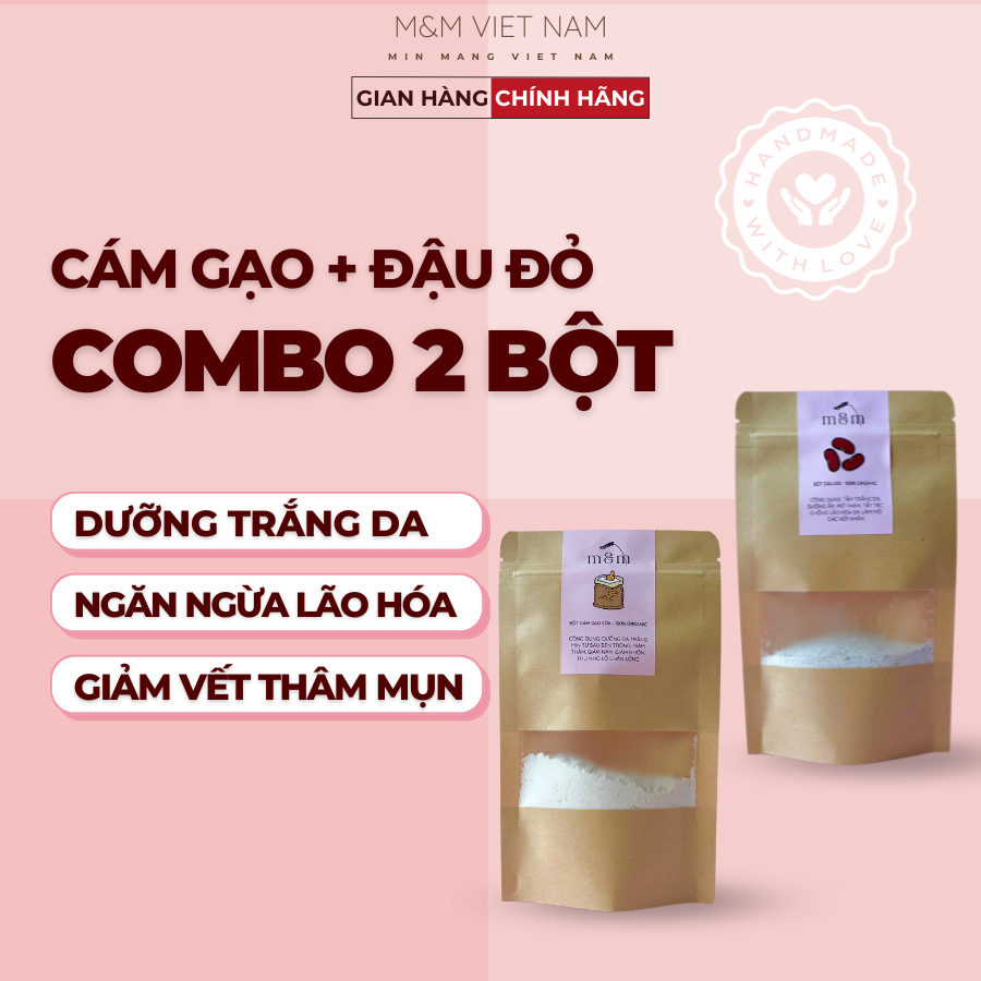 Combo bột cám gạo + bột đậu đỏ đắp mặt