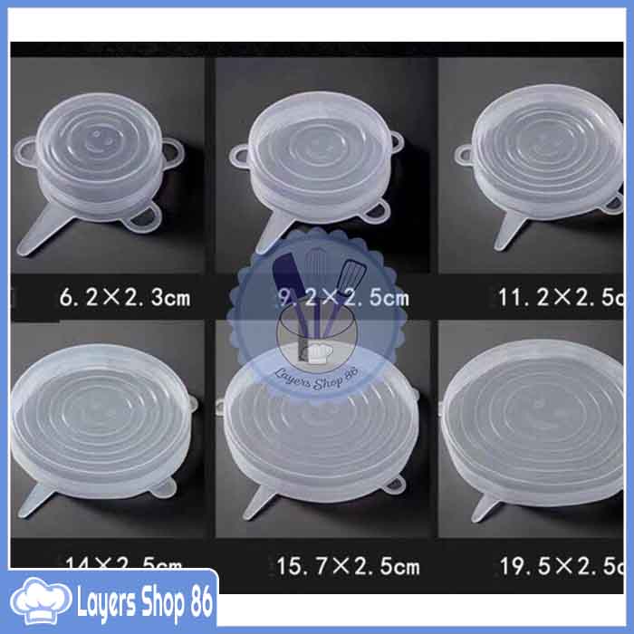 Bộ 6 miếng các size màng bọc thực phẩm silicon co giãn hàng đẹp, Bộ gồm 6 miếng silicon với đủ kích thuớc từ nhỏ đến to, Chịu được nhiệt độ cao đến 250 độ c, Bọc kín hơi, chống rò rỉ nước kể cả khi dốc ngược