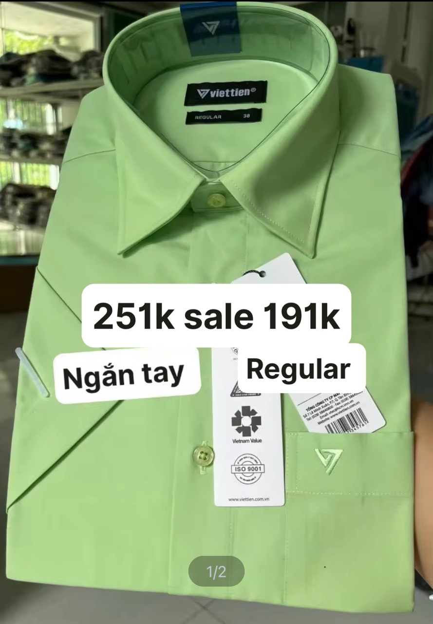 Việt tiến áo sơ mi ngắn tay  sale 191k form regular(tiêu chuẩn)