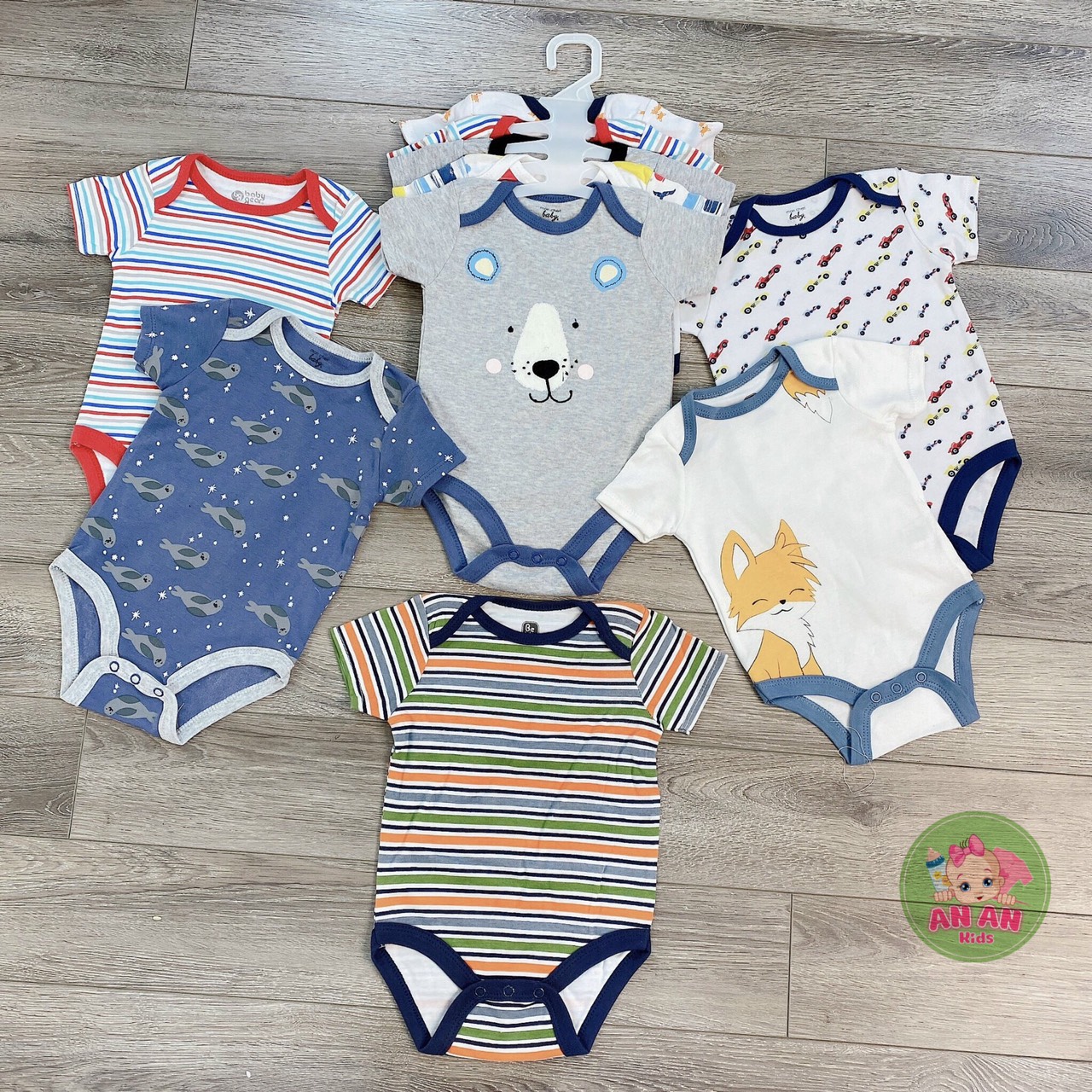 SET 5 Body Chip Cộc Tay Xuất Mỹ Cho Bé 0-24M Kèm Móc