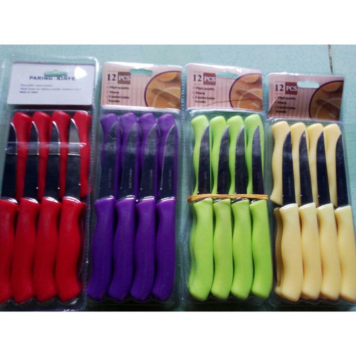 -vĩ 12 cây dao cắt hoa quả nhà bếp dao bén tay cầm chắc chắn combo 12 dao gọt trái cây không nắp đậy lưỡi dao làm bằng thép không gỉ chất lượng tốt bộ dao nhà bếp chuyên dụng vĩ dao gọt trái cây tiện lợi