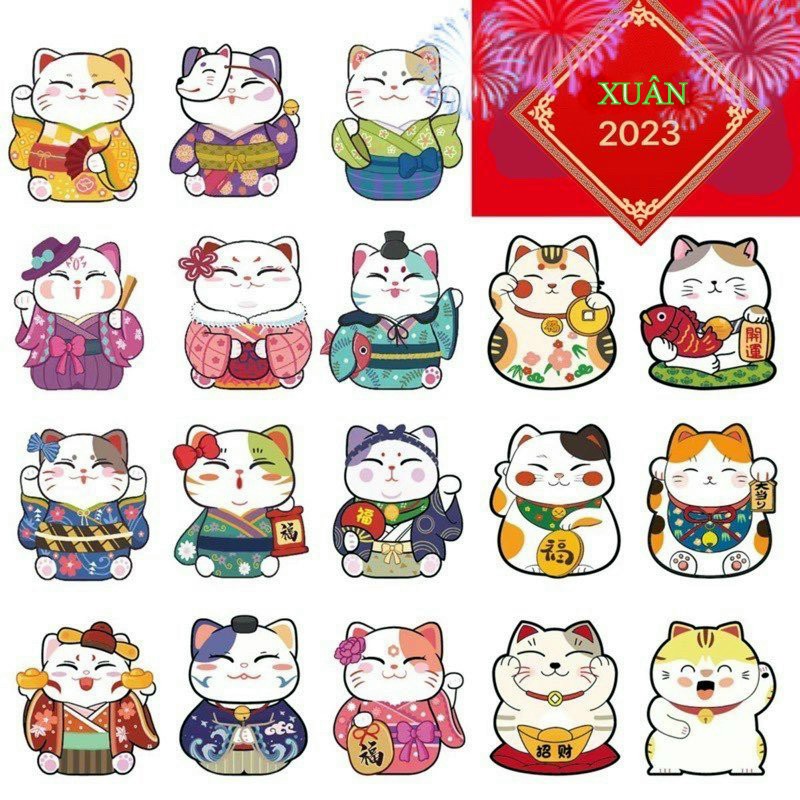 Combo 10 bao lì xì chibi phản quang - bao lì xì hình mèo