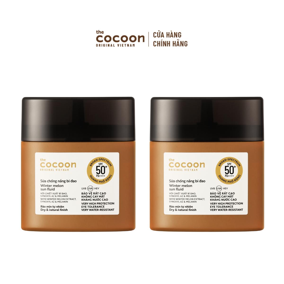 COMBO 2 Sữa chống nắng bí đao - Ráo mịn tự nhiên SPF 50+, UVA – PF 62.6 Cocoon 50ml