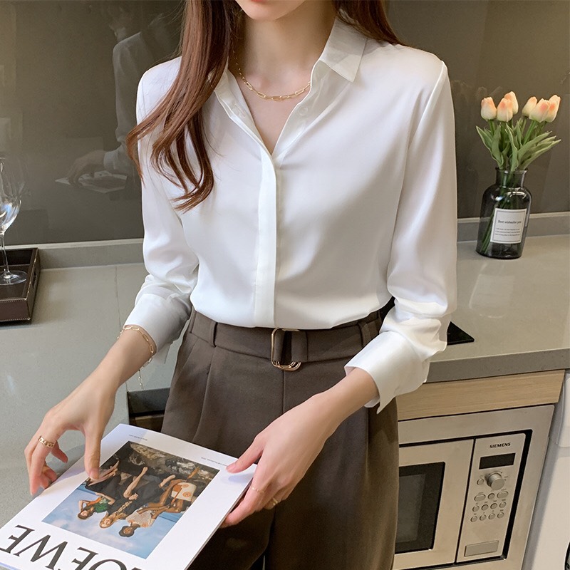 Áo sơ mi nữ tay dài Hàn Quốc kiểu đẹp from dấu cúc mẫu mới màu trơn mã ST99 thời trang PONIVALAZA cao cấp , Chất liệu mềm mịn thoáng mát form chuẩn