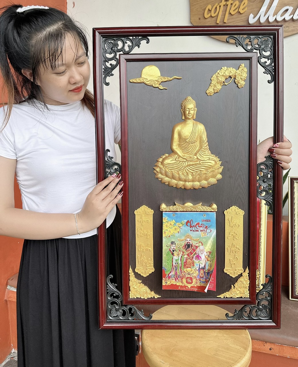 Lịch gỗ phù điêu cao cấp phật tổ k2d