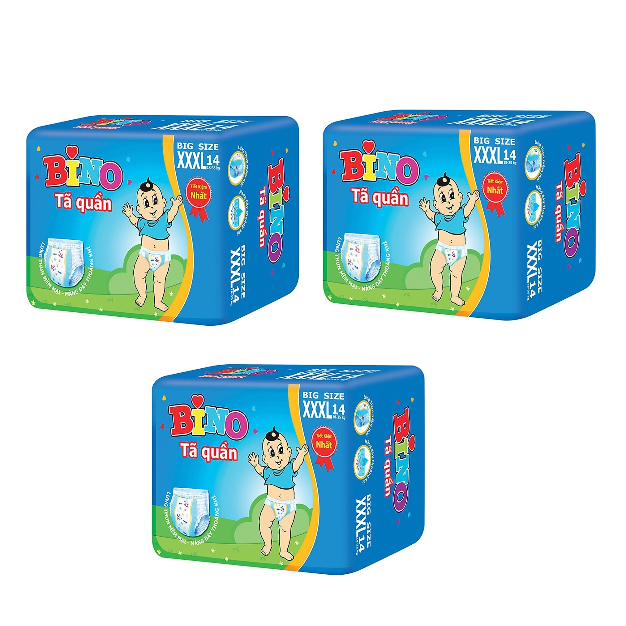 [HCM]Combo 3 gói tã quần bino xxxl14 cho bé 18-35kg