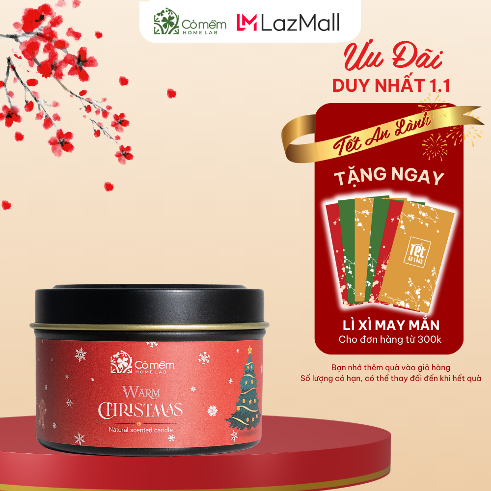 Nến thơm thiên nhiên an lành Warm Christmas Cỏ Mềm 60g