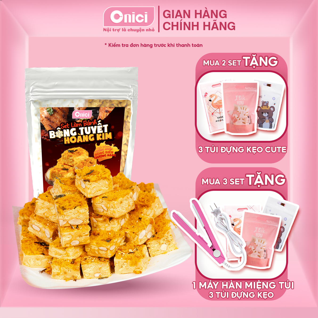 Set Bánh Bông Tuyết Hoàng Kim THƯỢNG HẠNG [set lớn 40 viên] Bếp Của Mẹ ONICI - kèm công thức nấu tiện lợi