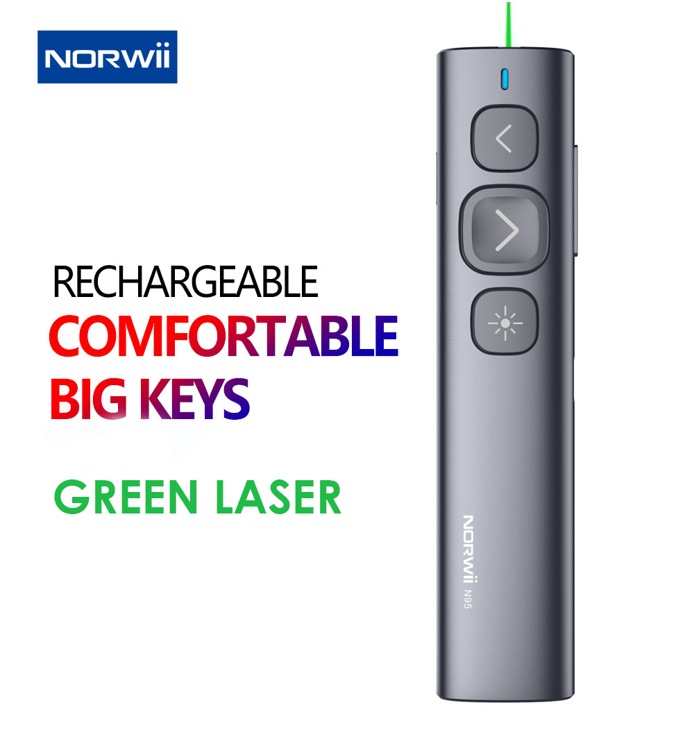 Bút thuyết trình Slide NORWII N95 Wireless Laser tia xanh cao cấp