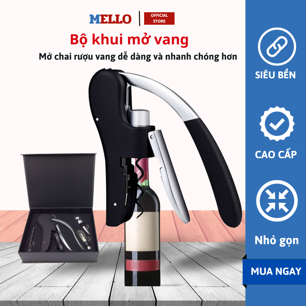 G Bộ dụng cụ mở vang 5 món, dụng cụ mở nắp rượu vang sang trọng, bộ khui nắp chai rượu siêu đẹp hàng cao cấp