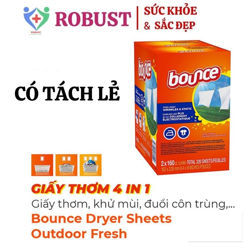 Giấy Thơm Bounce Hộp 160 Tờ Tách lẻ 50 Tờ 80 tờ - Giấy Sấy Thơm Quần Áo của Mỹ Giúp khử mùi ẩm mốc và lưu hương thơm lâu trên quần áo Robust