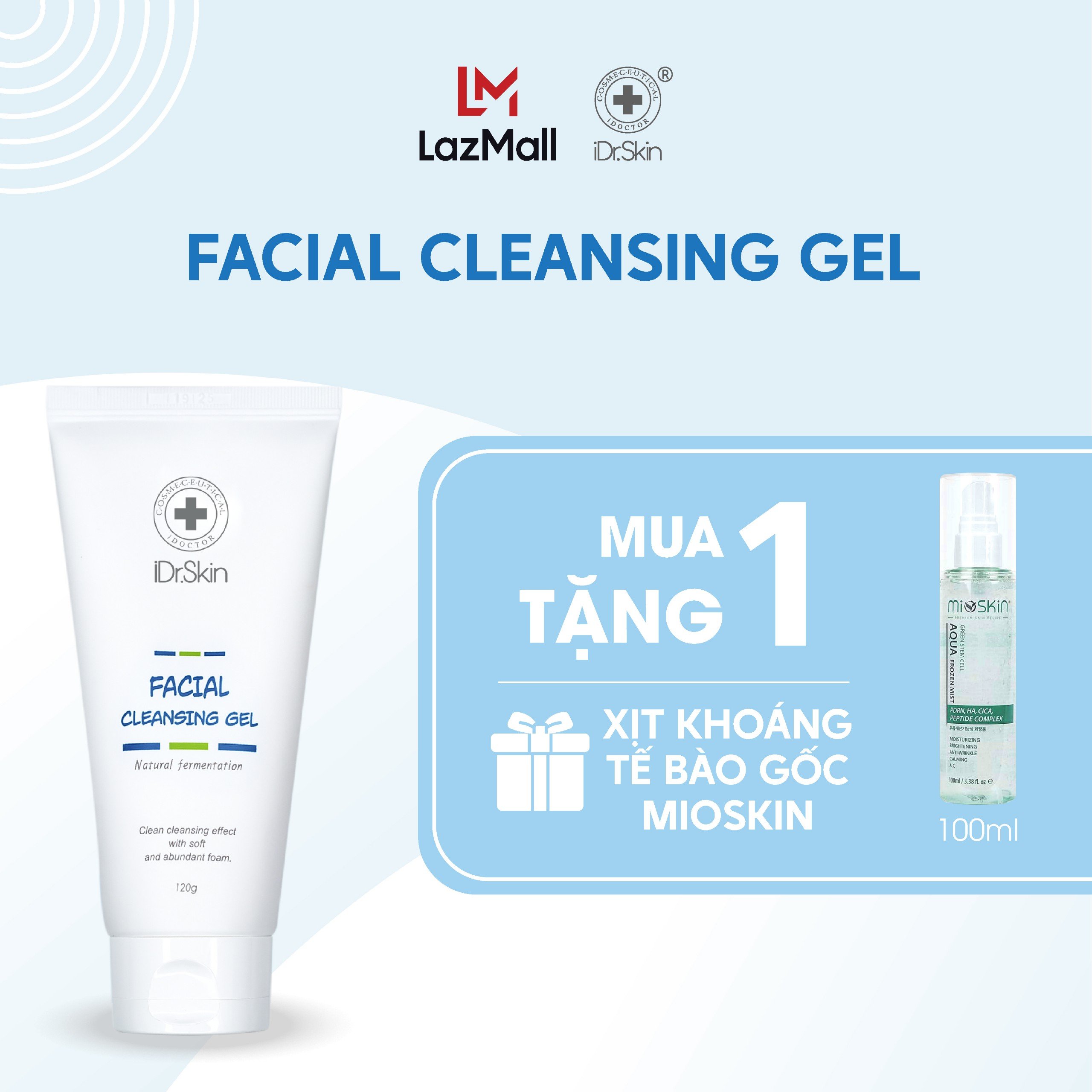 Sữa rửa mặt lên men cho da dầu mụn iDr.Skin Facial Cleansing Gel 120g