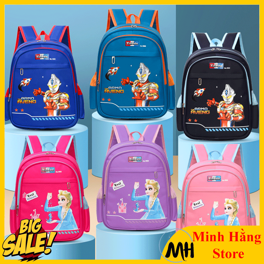 [MẪU MỚI- Size cao 37cm] Balo học sinh tiểu học từ lớp 1-2 hình công chúa, siêu nhân, cặp sách cho bé trai, bé gái tiểu học chống thấm nước chất xịn