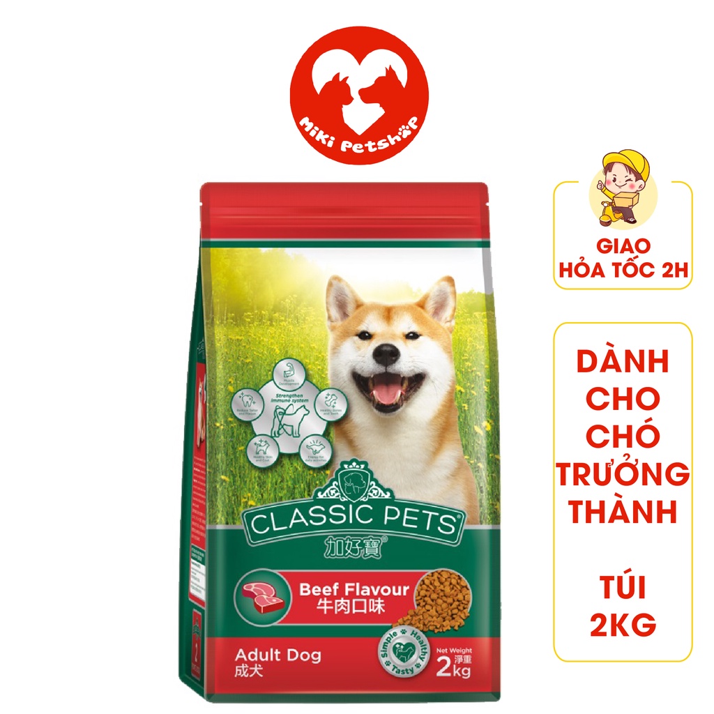 Thức Ăn Cho Chó Hạt Classic Pets 2Kg Vị Bò Dành Cho Chó Lớn Trên 12 Tháng