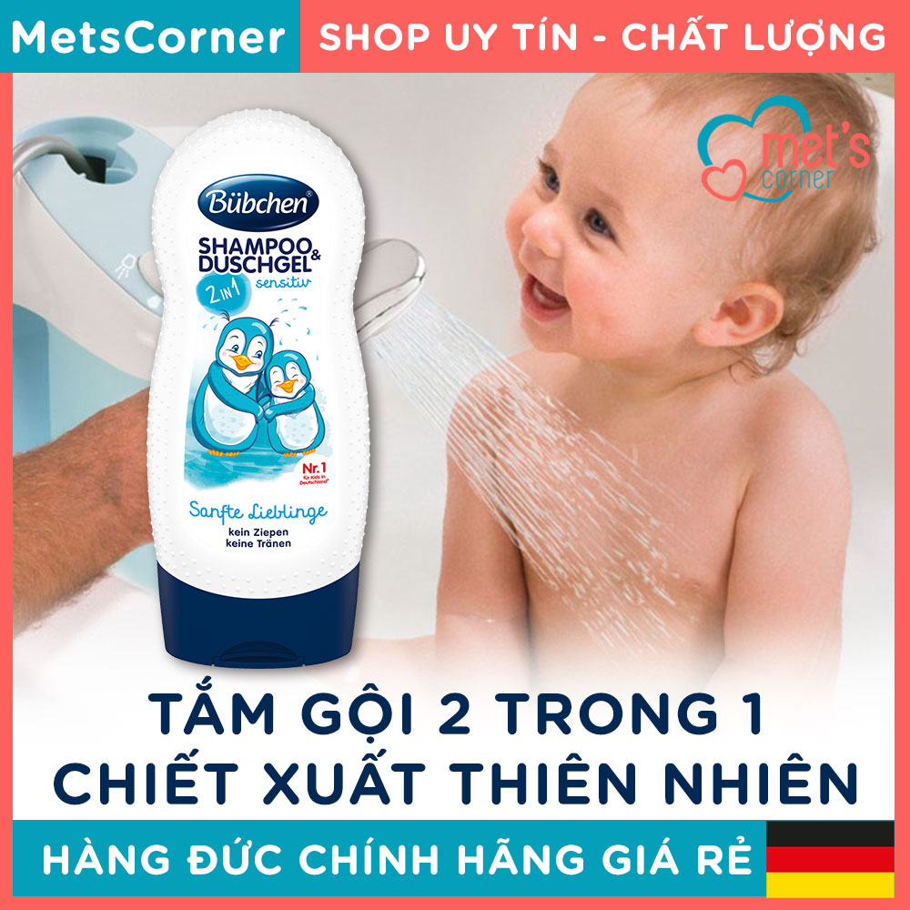[HCM][Đức]Sữa Tắm Gội 2 trong 1 Bubchen Kids Shampoo Duschgel 230 ml - Chim cánh cụt