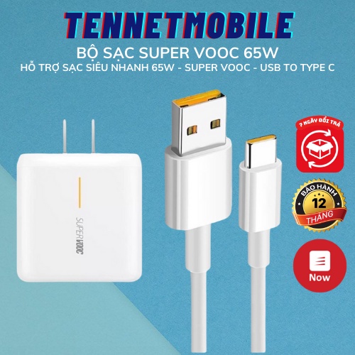 Bộ sạc nhanh oppo, dây cáp sạc và cục củ sạc nhanh oppo super vooc type c 6a 65w