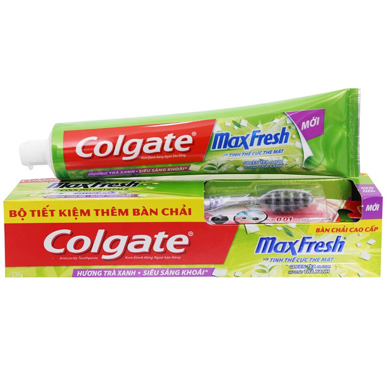 Kem đánh răng Colgate Maxfresh Trà Xanh 200g tặng kèm bàn chải đánh răng