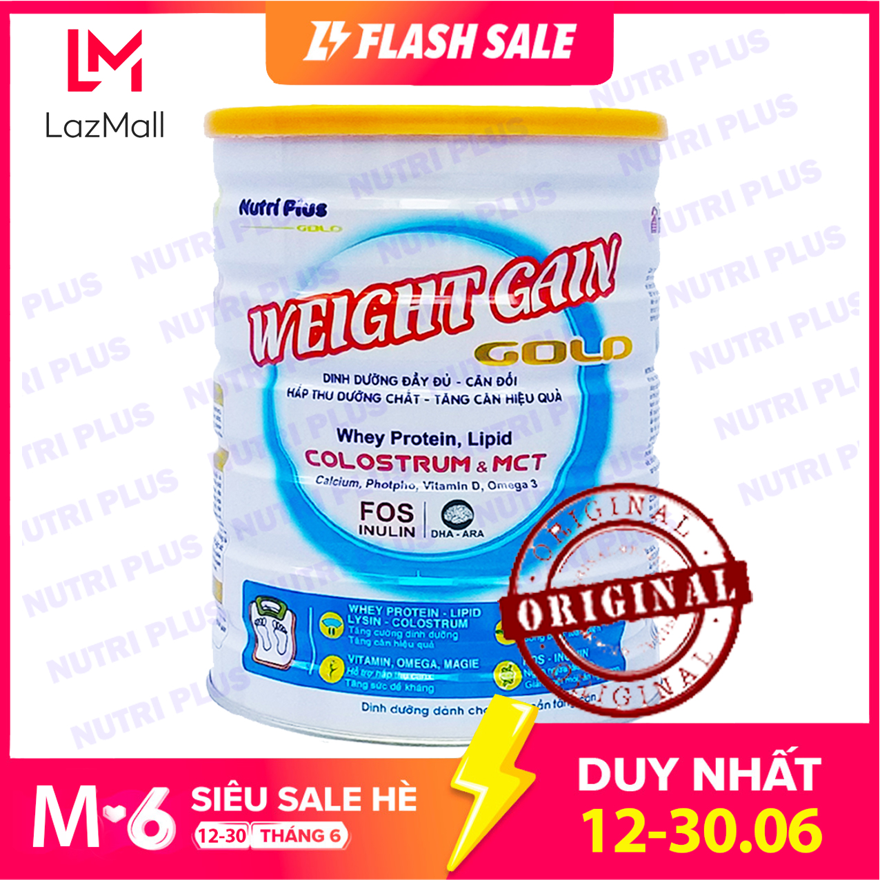 Sữa bột weight gain tăng cân cho người gầy nutri plus gold 900g- 2022