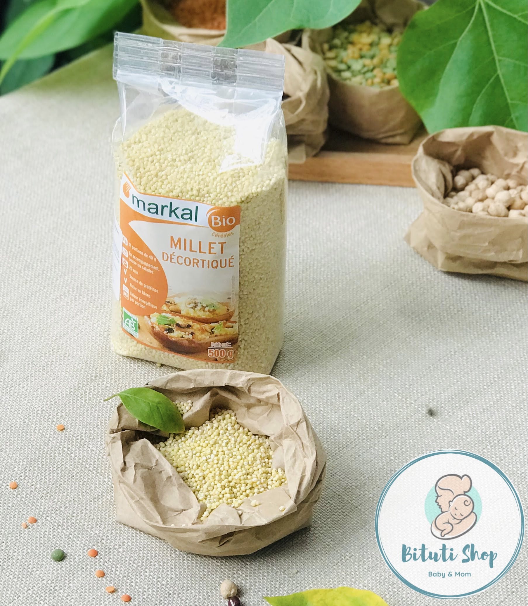 Hạt Kê hữu cơ Markal - nguyên gói 500gr hoặc tách lẻ 100gr