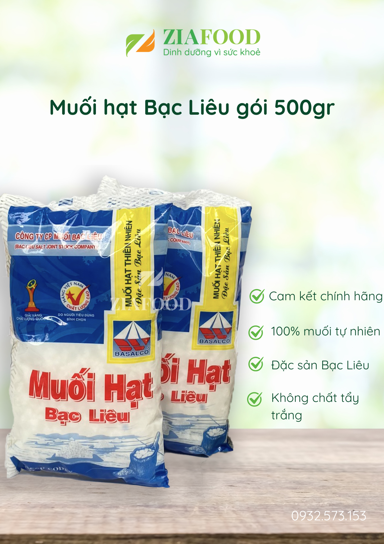 Muối hạt bạc liêu muối ăn hạt thiên nhiên đặc sản bạc liêu gói 500g