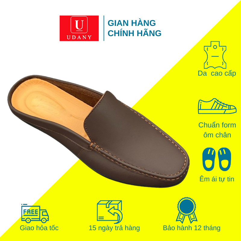 Giày Sục Da Nam Đẹp Udany Sục Nam Da Bò Thật Nguyên Tấm Đế Cao Su Êm Ái Kiểu Dáng Thời Trang Dép Sục Nam Mẫu Mới Vô Cùng Hấp Dẫn - GS03