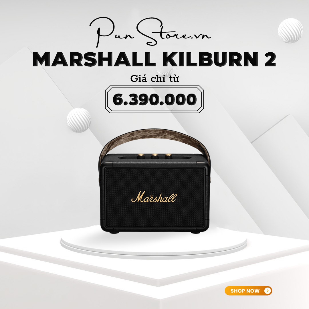 Loa marshall kilburn 2 black & brass new fullbox . nghe nhạc thả ga với 20h hoạt động.