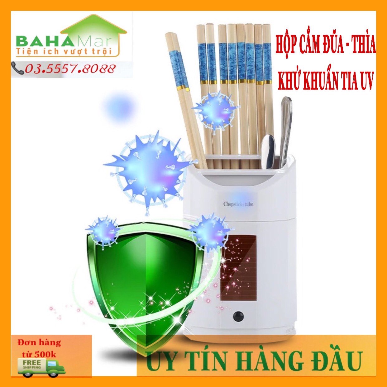 ỐNG ĐŨA THÔNG MINH KHỬ TRÙNG DIỆT KHUẨN ĐŨA ,THÌA BẰNG ÁNH SÁNG UV "BAHAMAR" diệt 99,9% vi khuẩn cho đũa và thìa cắm trong ống để bữa ăn đảm bảo vệ sinh an toàn cho sức khỏe gia đình bạn.