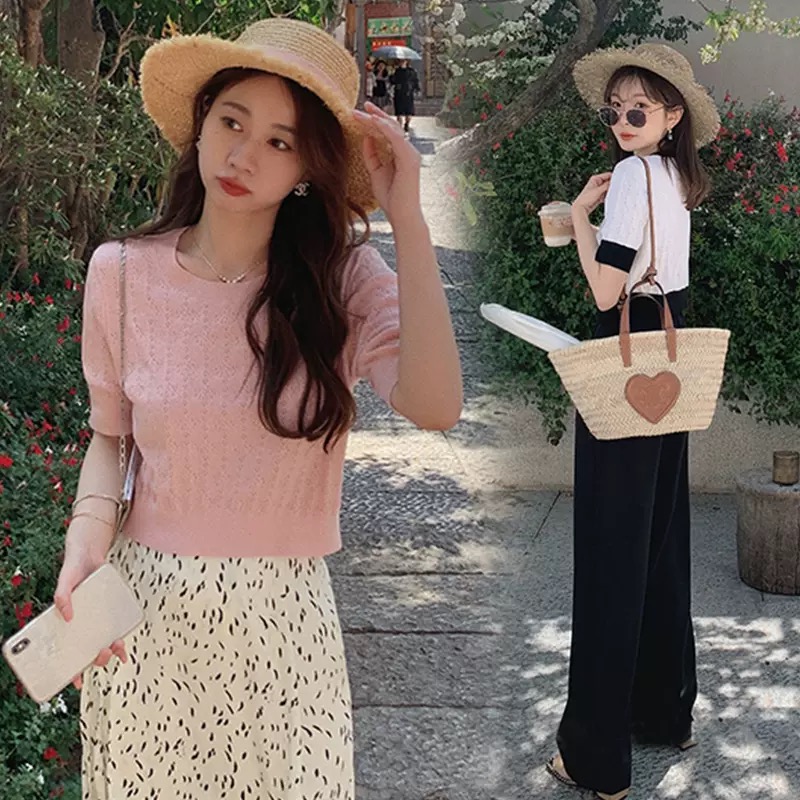 MS677 Áo len nữ mongtoghi cổ tròn kiểu dáng Hàn Quốc
