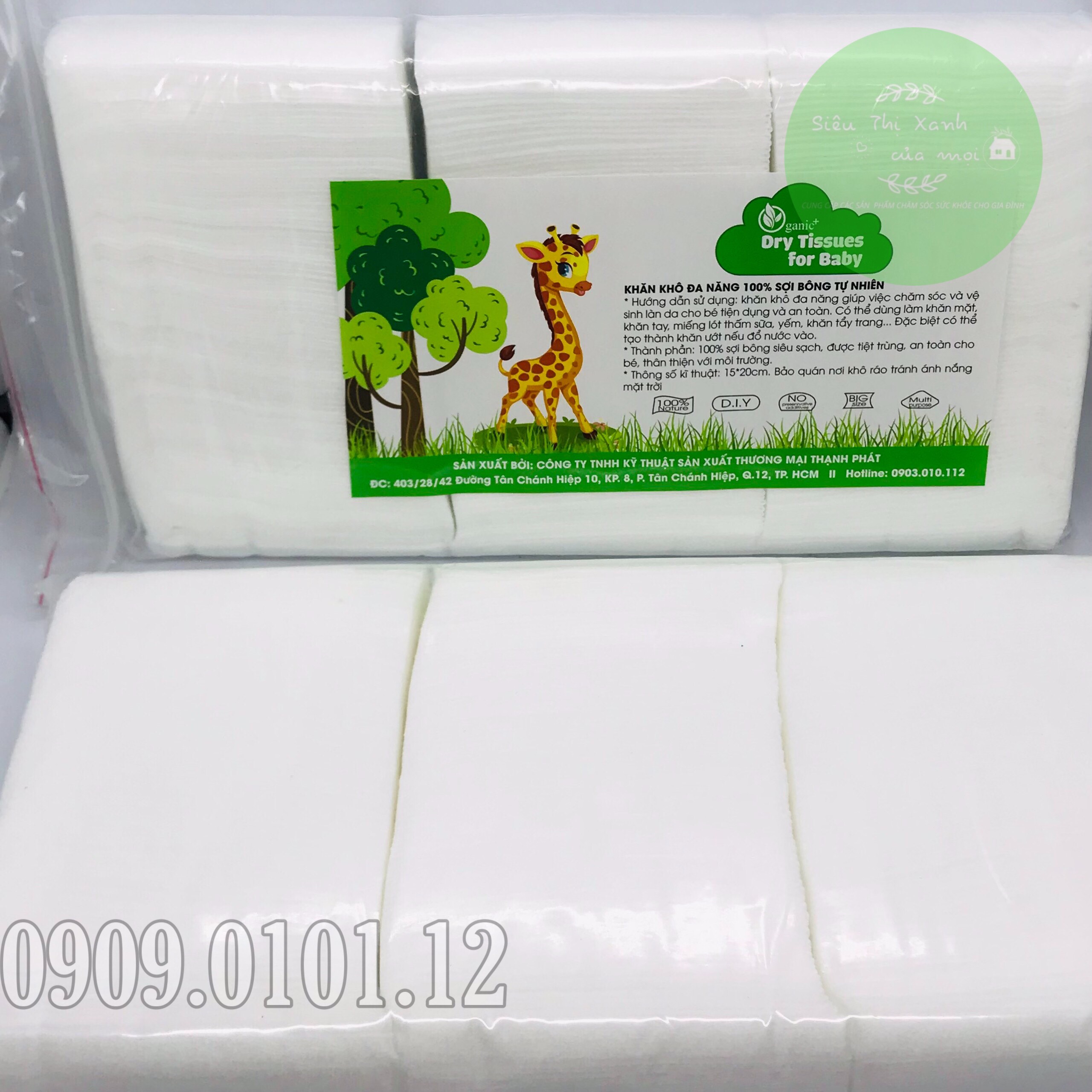 Khăn khô đa năng Oganic+, khăn lau khô hàng xuất nhật bịch 300gr