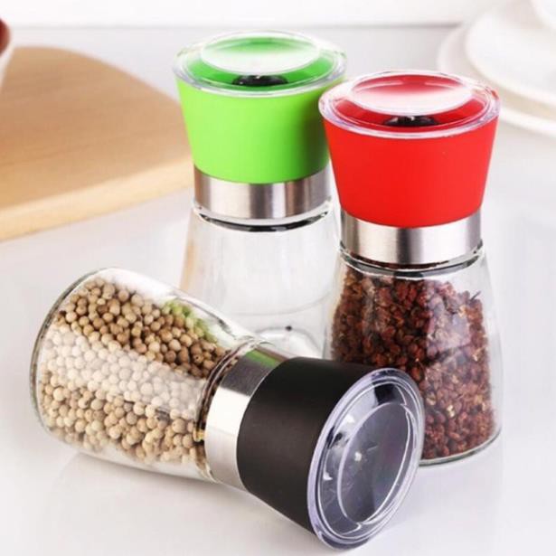 Máy xay tiêu cầm tay thủy tinh, cối xay tiêu vặn tay tiện dụng