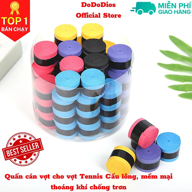 Quấn cán vợt cầu lông dododios quấn cán tennis, cầu lông mềm mại thoáng khí độ bền cao, Quấn cán Tennis, dây quốn cán vợt Cầu lông Hộp 30 cái mềm mại độ bền cao, có thiết kế tăng ma sát chống trượt, cải tiến vật liệu thấm hút mồ hôi