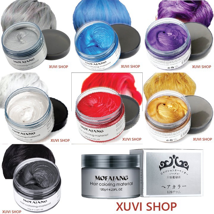 Sáp Vuốt Tóc Màu Nhuộm Tạm Thời Nam Nữ MOFAJANG, KALANXUAN, ASH MUD xám khói,trắng,nâu,đen,đỏ,vàng,x