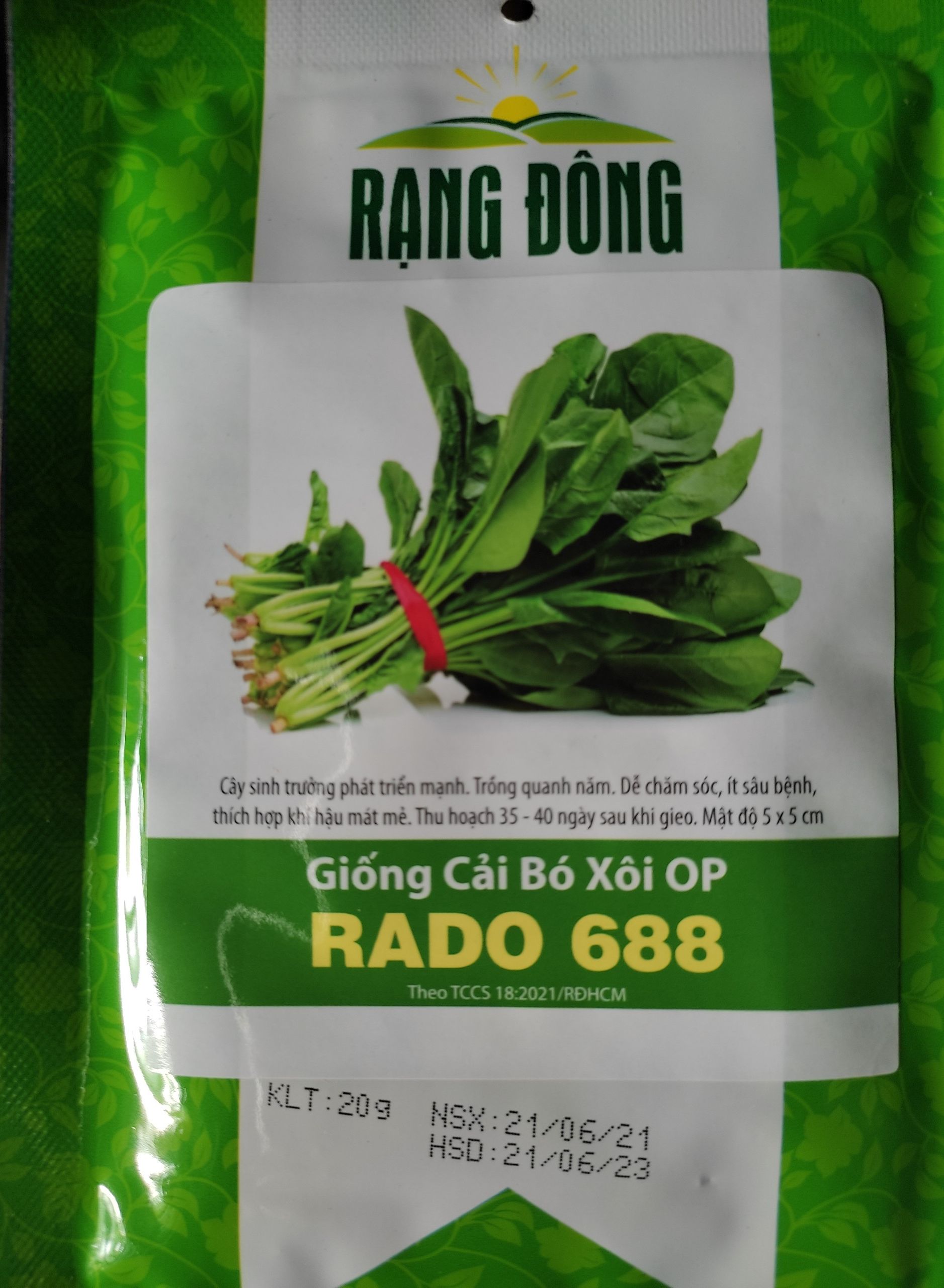 Hạt Giống Cải Bó Xôi OP Gói 20gr - RADO 688