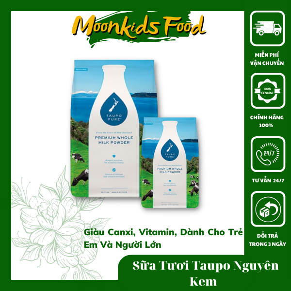 [Chính Hãng ]Sữa Tươi Dạng Bột Nguyên Kem Taupo Pure Túi 1kg Nhập Khẩu 100%  Newzealand