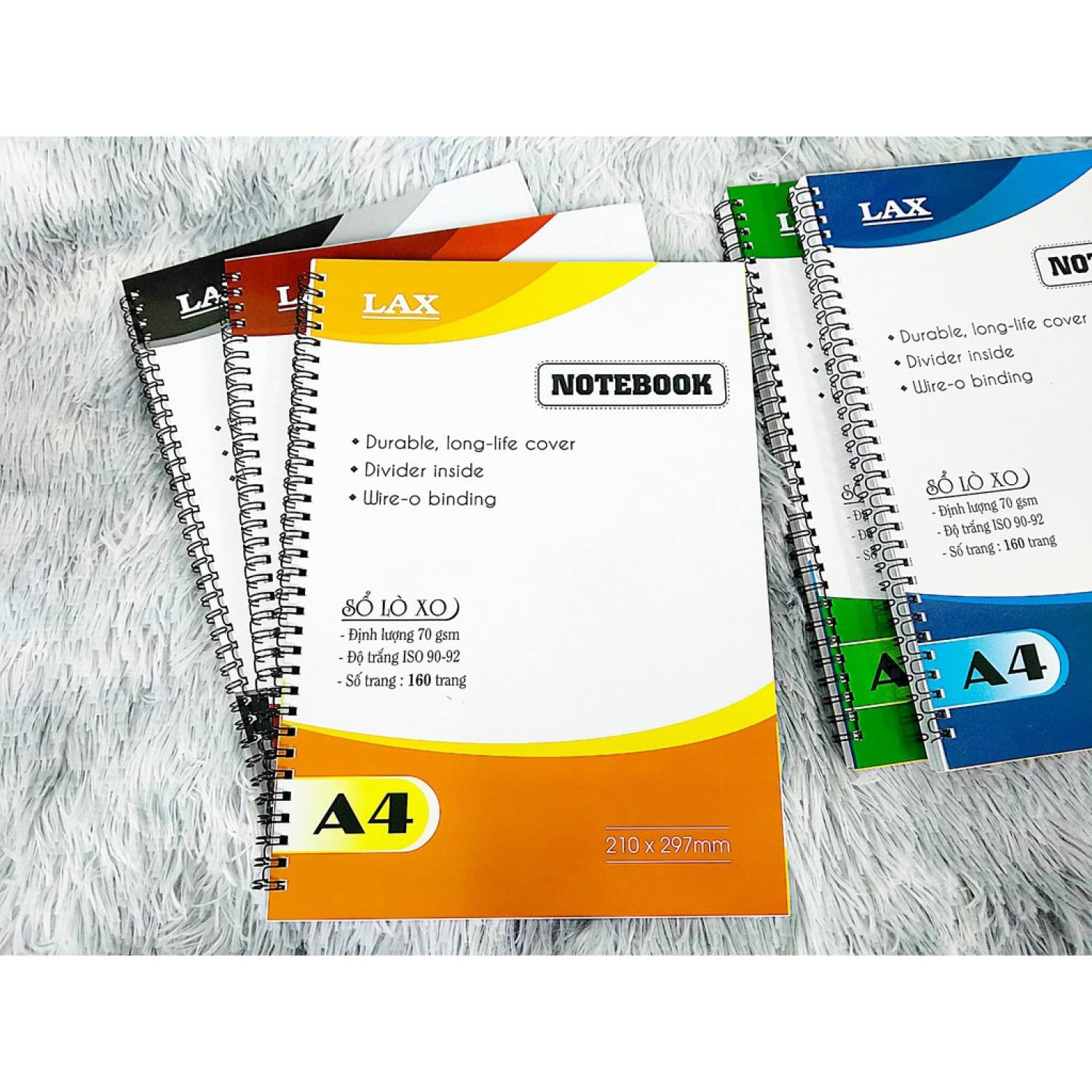 Sổ lò xo a4, a5, a6 notebook lax 160 trang - màu ngẫu nhiên