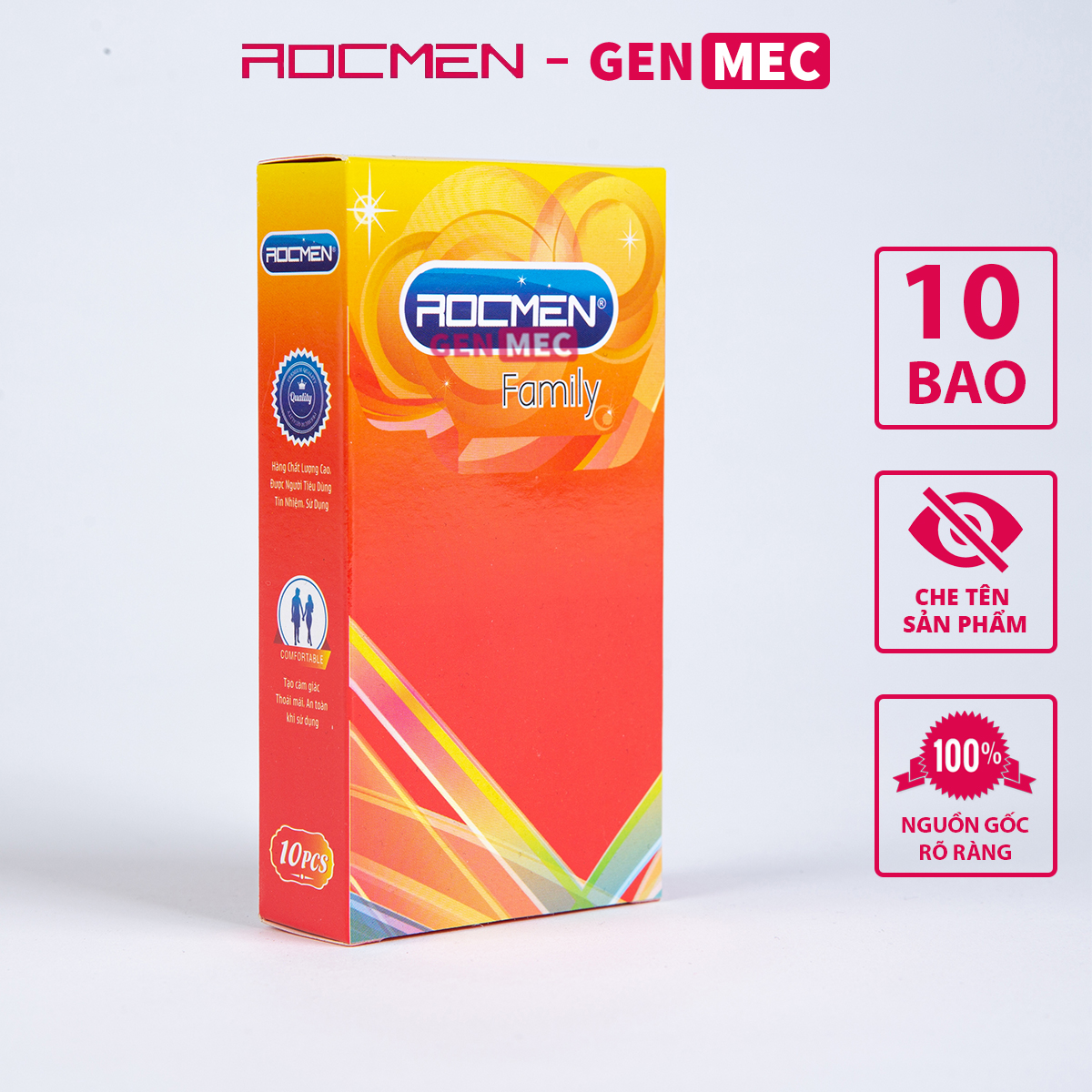 Bao Cao Su Gia Đình Chất Lượng Cao - BCS Rocmen Family Hộp 10 Bao - Genmec
