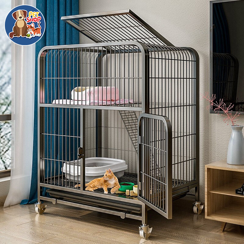 Chuồng mèo 3 tầng Lồng Nan Ống Nhiều Tầng Có Bánh Xe tặng kèm khay vệ sinh đủ kích thướ 2/3/4 tầng Lồng cho thú cưng Chuồng chó mèo Lồng